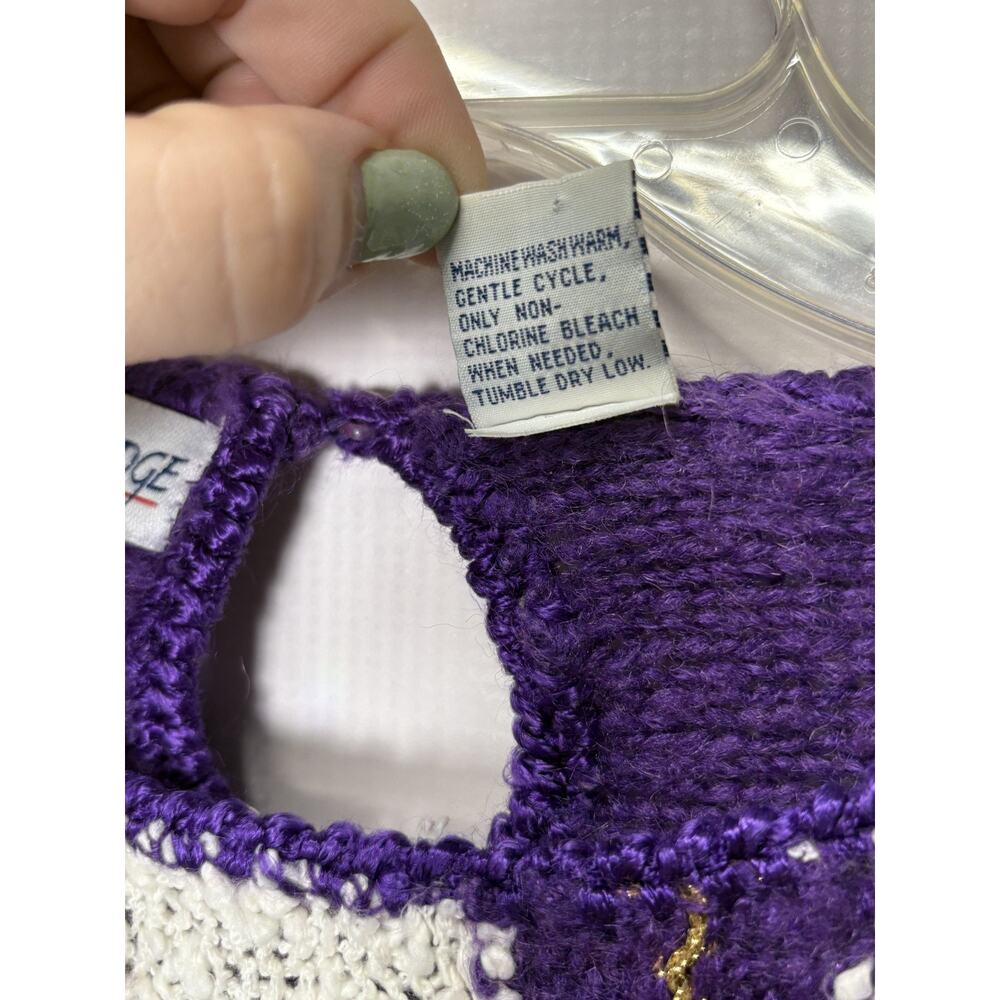 Vintage Rainbow Ridge Womens Knit Sweater Size Large Purple Gold‎ Grannycore - Picture 5 of 8